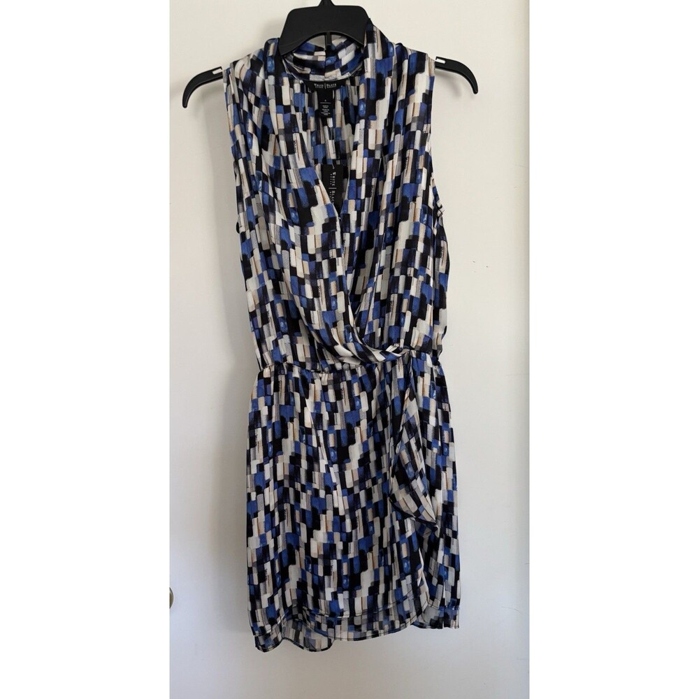White House Black Market Womens Multicolor Geometric V-Neck Wrap Dress Size 4